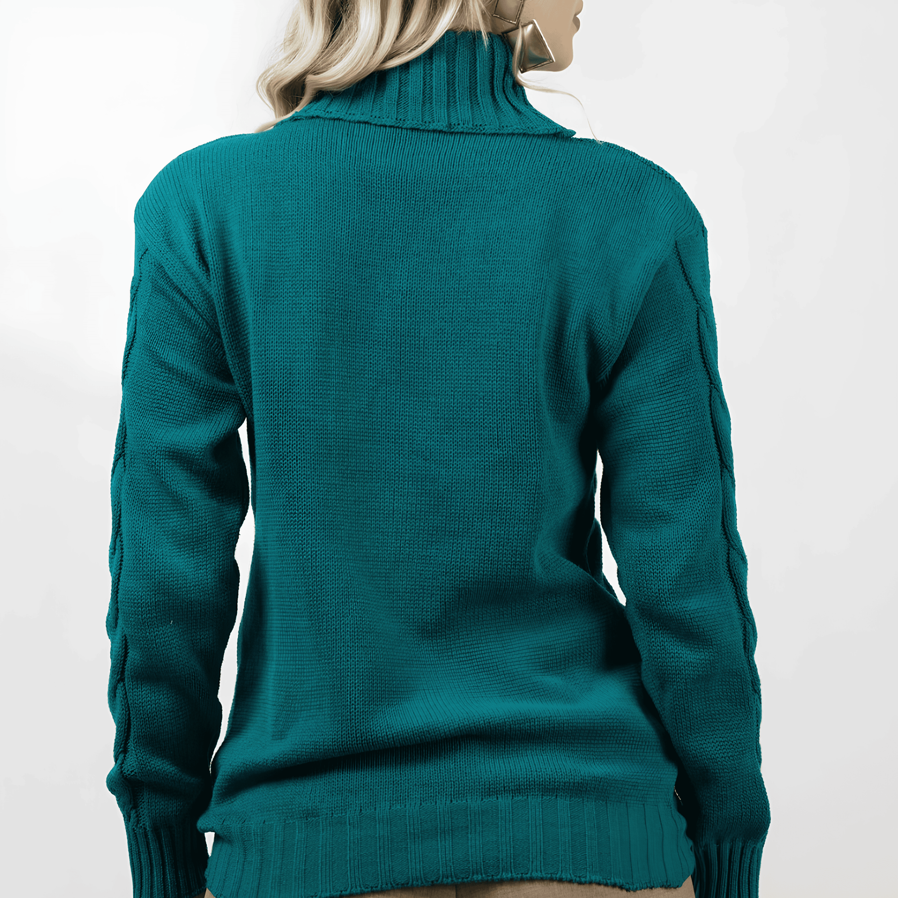 Suéter Feminino de Tricot Gola Alta Verde Escuro