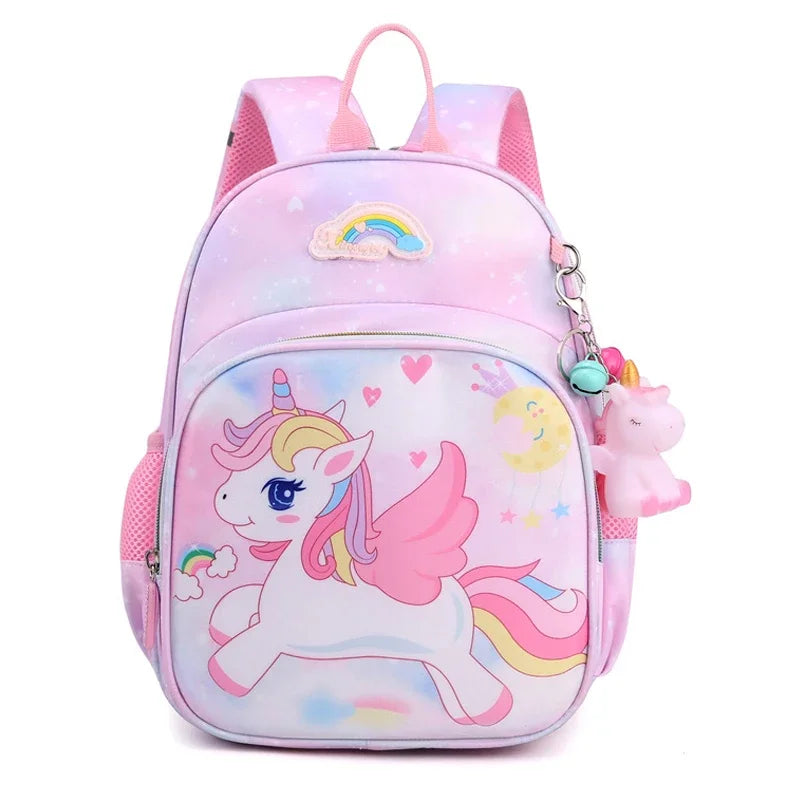 Mochila Infantil de Unicórnio Cartoon Rosa para Meninas com Design Leve Uso Escolar