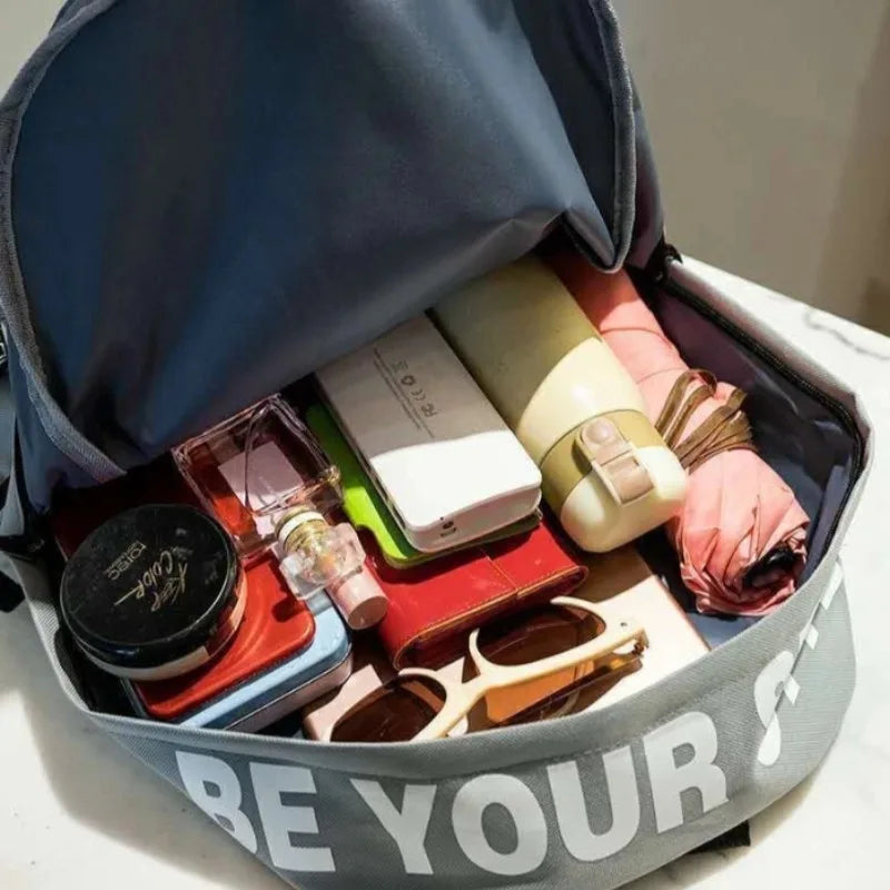 Mochila Escolar Unissex de Grande Capacidade Estilo Coreano