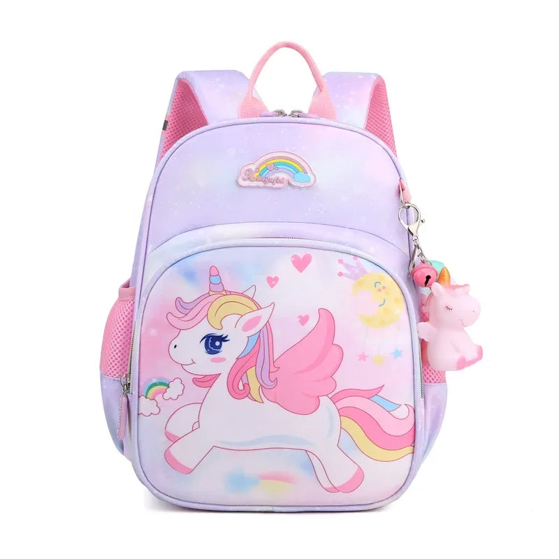 Mochila Infantil de Unicórnio Cartoon Rosa para Meninas com Design Leve Uso Escolar