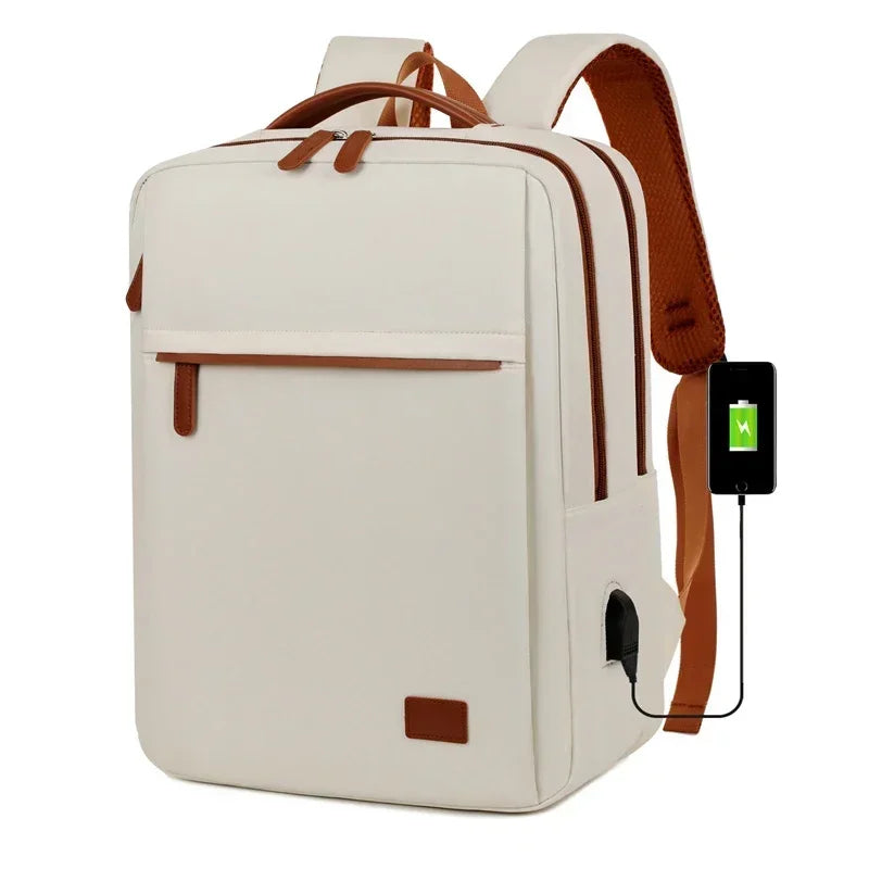 Mochila Feminina para Viagem e Trabalho com Porta USB e Compartimento para Notebook