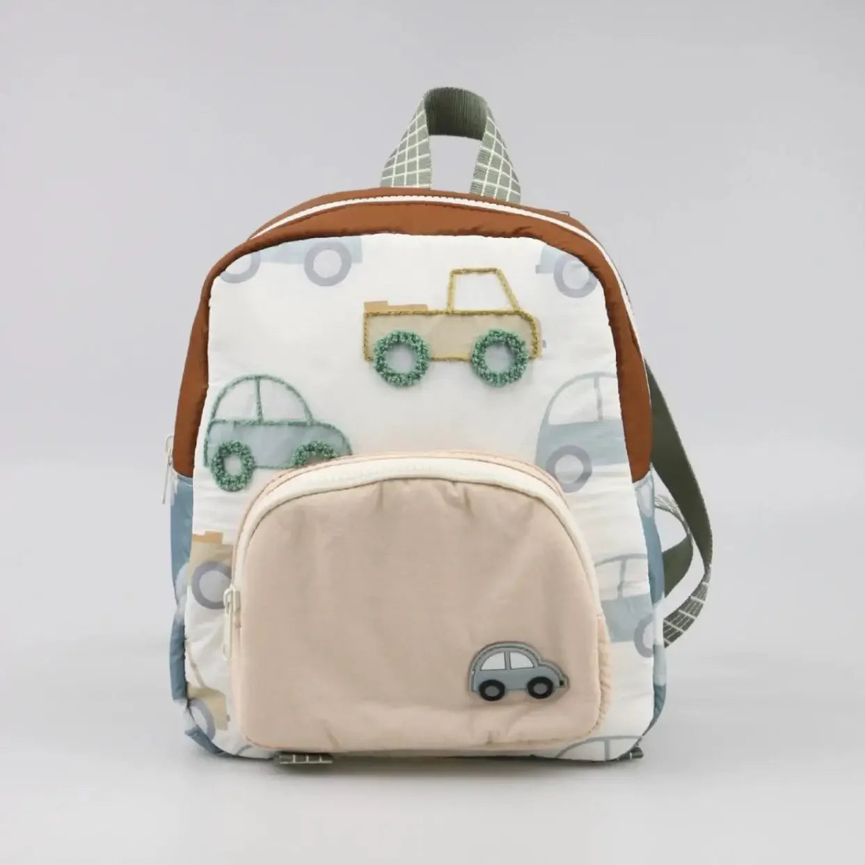 Mochila Infantil com Bordado de Carrinho Cartoon Leve Uso Escolar
