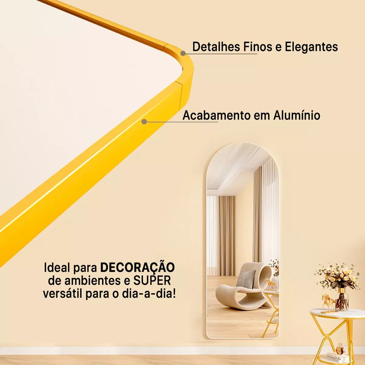 Espelho Pinterest Grande com Suporte e Moldura Dourada - PROMOÇÃO OUTUBRO