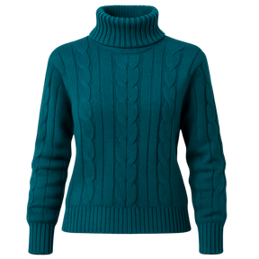 Suéter Feminino de Tricot Gola Alta Verde Escuro