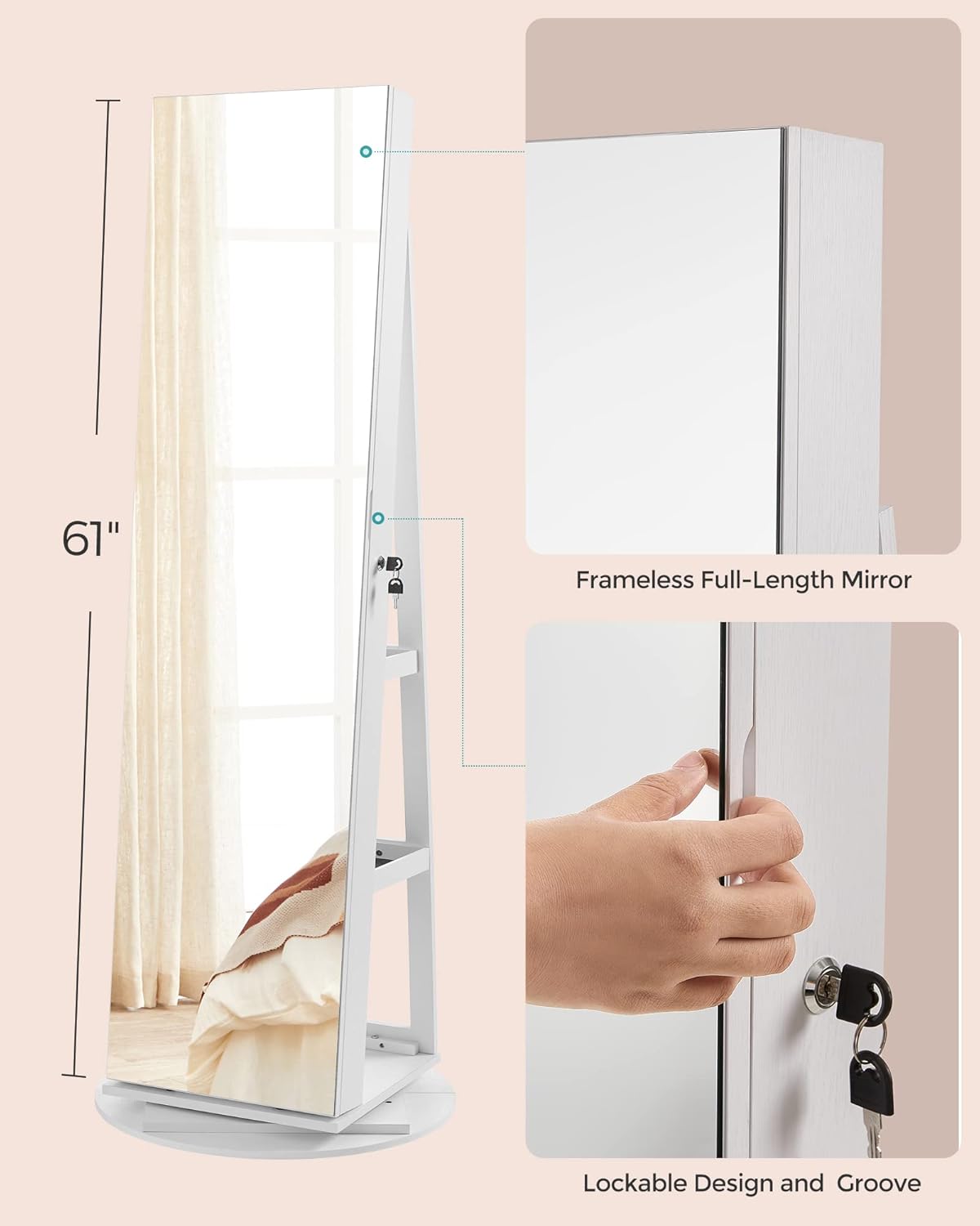 Espelho com Prateleira e Porta Joias - (Promoção de Outubro)