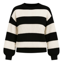 Suéter Feminino de Tricot Preto e Branco
