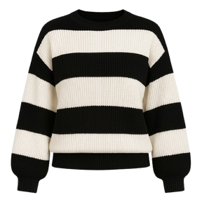 Suéter Feminino de Tricot Preto e Branco