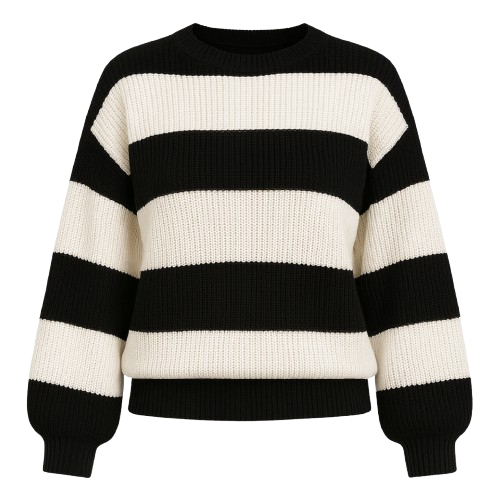 Suéter Feminino de Tricot Preto e Branco