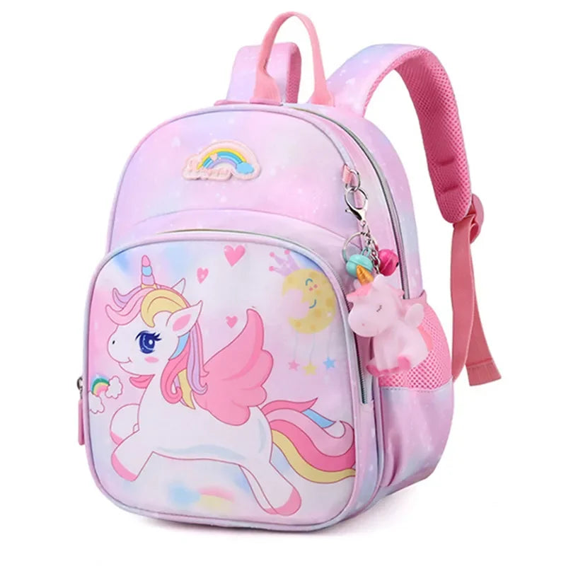 Mochila Infantil de Unicórnio Cartoon Rosa para Meninas com Design Leve Uso Escolar