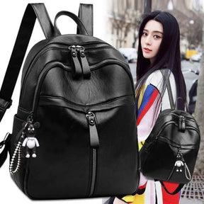 Mochila Feminina Casual Preta com Estampa de Ursinho para Uso Diário Modelo Leve de Um Ombro