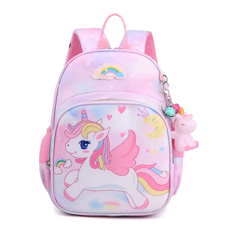 Mochila Infantil de Unicórnio Cartoon Rosa para Meninas com Design Leve Uso Escolar