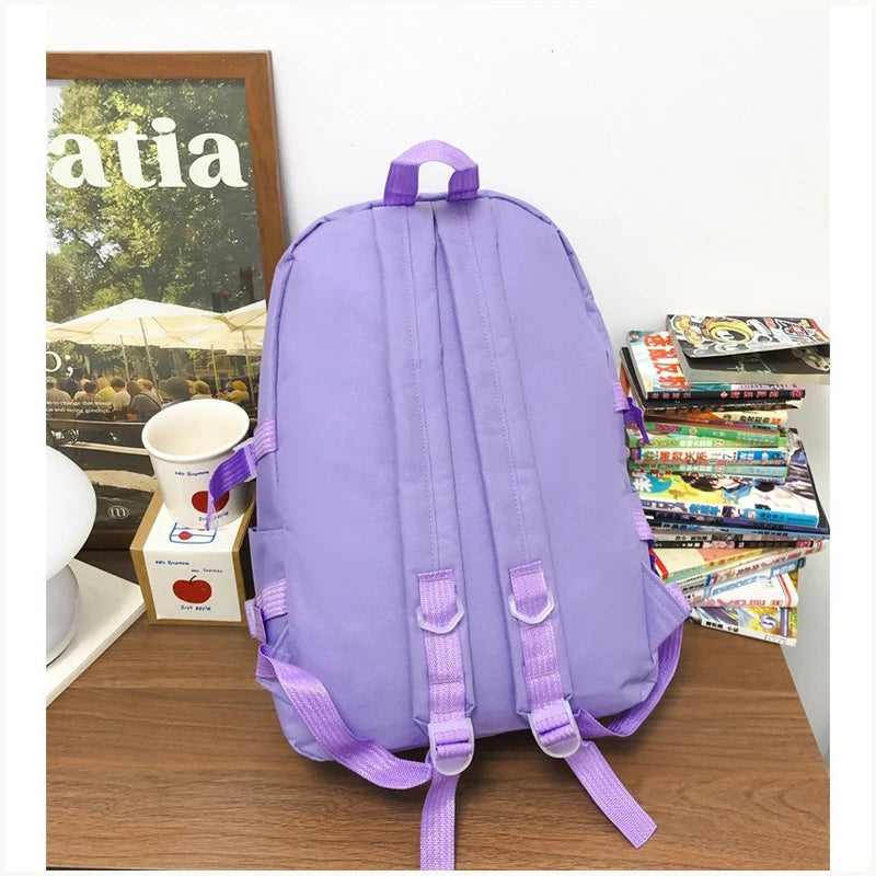 Mochila Escolar Feminina em Tons Rosa e Roxo