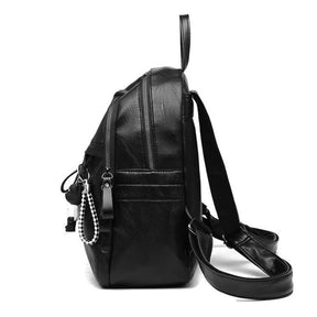 Mochila Feminina Casual Preta com Estampa de Ursinho para Uso Diário Modelo Leve de Um Ombro