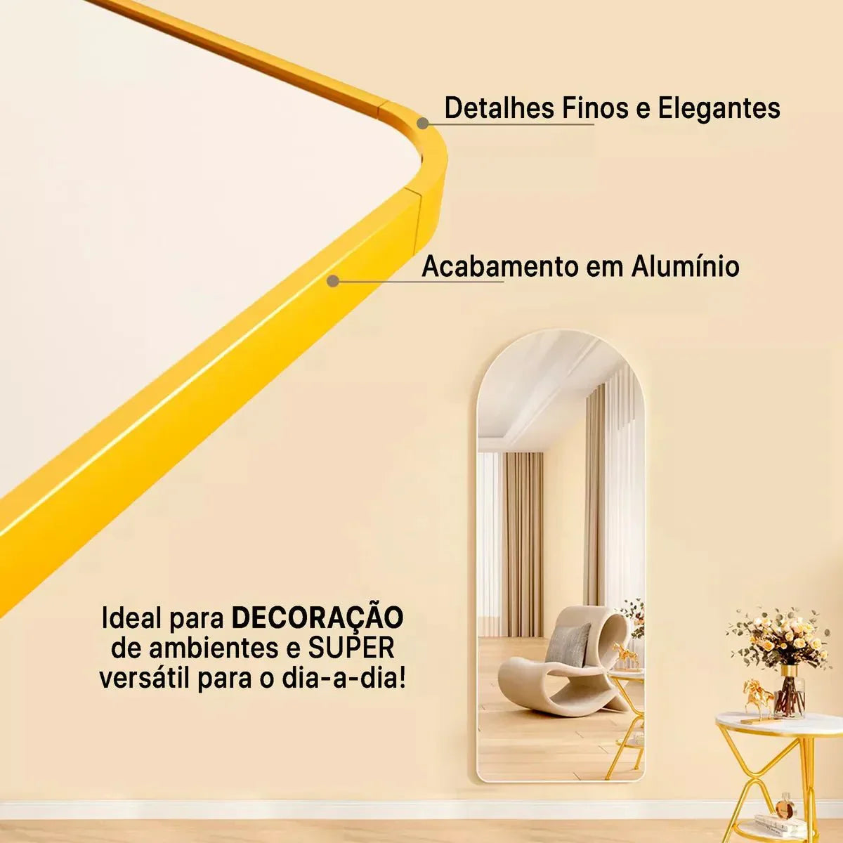 Espelho Pinterest Grande com Suporte e Moldura Dourada - PROMOÇÃO OUTUBRO